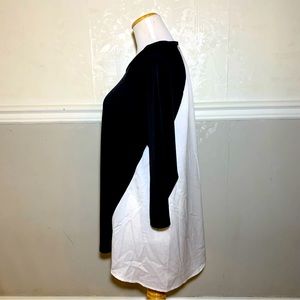 Alfani Woman’s Black & White Color Block 3/4” Sleeve’s Tunic Top Longline size L